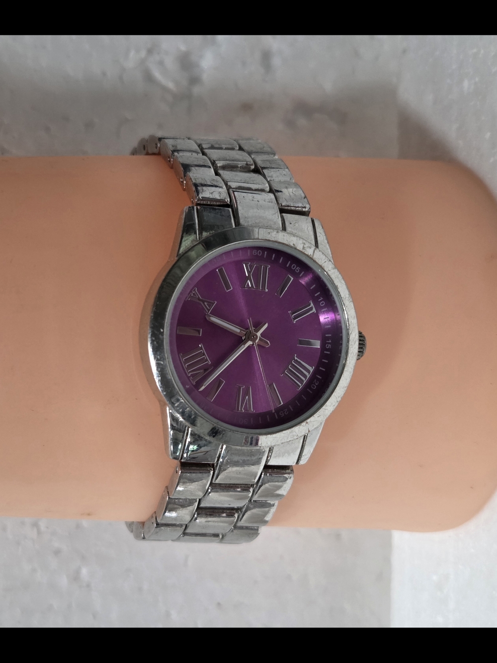 FMD Classic Silver Bracelet Watch with Purple Dial